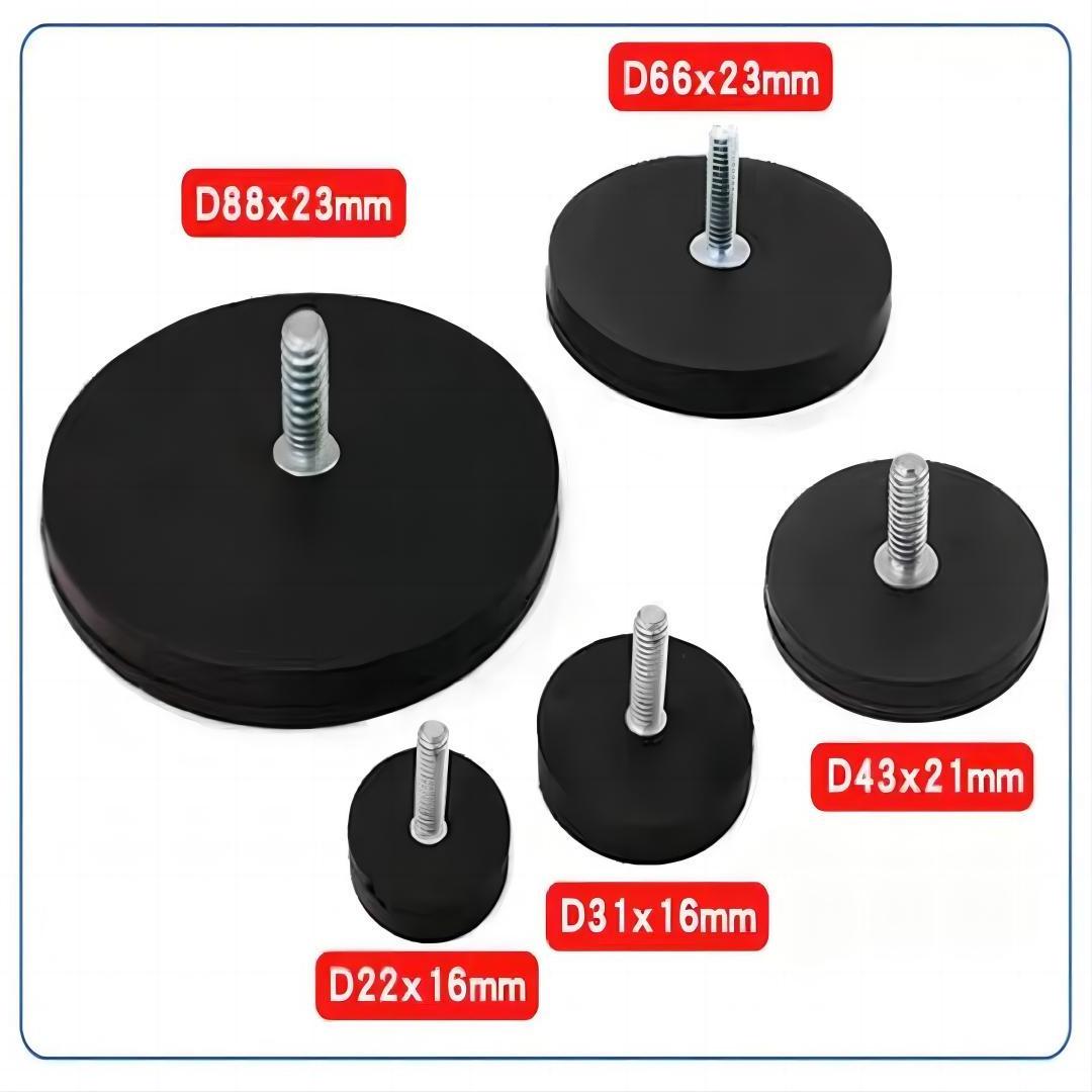 N52 Neodymium Magnet Strong Magnetic Suction Cup Plastic Rubber Coating Nd-Fe-B Internal External Thread Fixed Base Pot Magnet