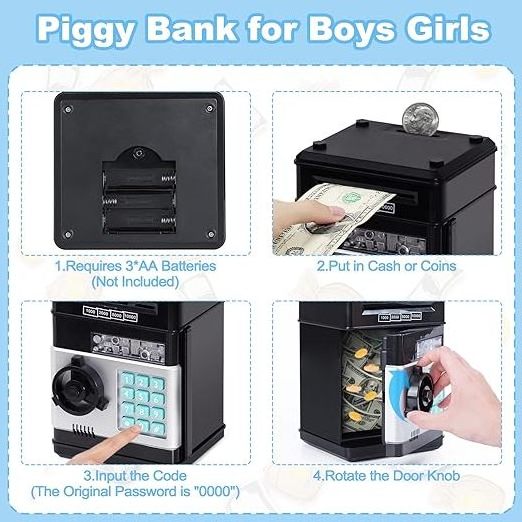 2024 Best Gift Piggy Bank Electronic Mini ATM for Kids Baby Toy, Safe Coin Bank Money Saving Box Password Code Lock for Children