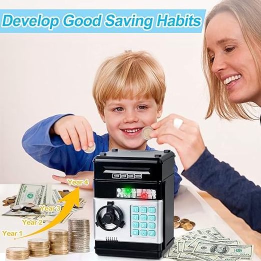 2024 Best Gift Piggy Bank Electronic Mini ATM for Kids Baby Toy, Safe Coin Bank Money Saving Box Password Code Lock for Children