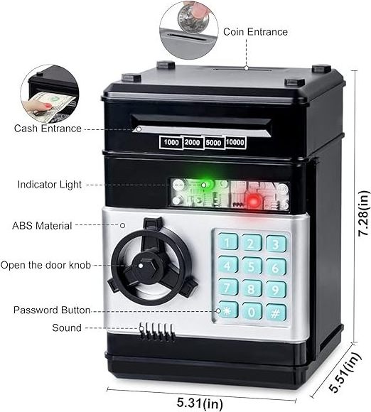 2024 Best Gift Piggy Bank Electronic Mini ATM for Kids Baby Toy, Safe Coin Bank Money Saving Box Password Code Lock for Children