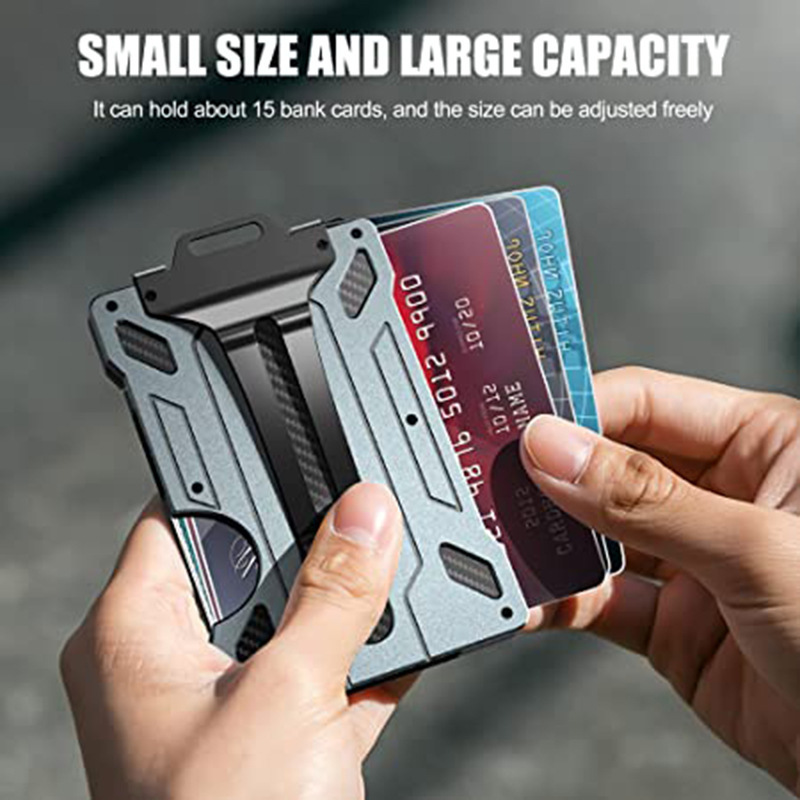 Slim Aluminum Metal Business Credit Card Holder, RFID Blocking Minimalist Wallet for Men with Money Clip