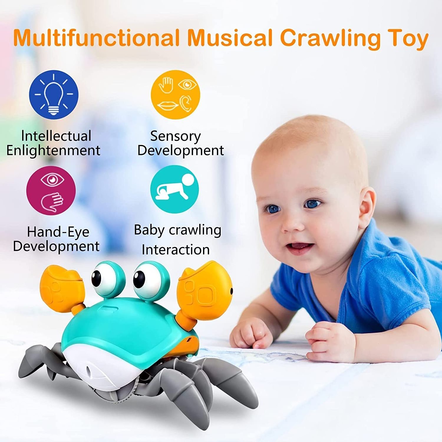 Toddlers Toy Light Music Crawling Fun Toys For Children Educational Toys Rechargeable Birthday Gifts Escape Crab Induction