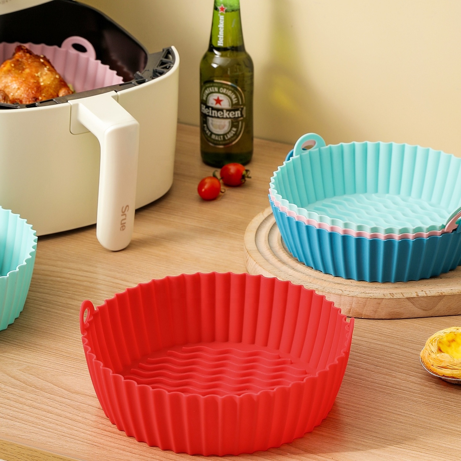 Wholesale Hot Selling Reusable Silicone Basket Bowl Silicone Air Fryer Basket For Air Fryer Silicone Pot