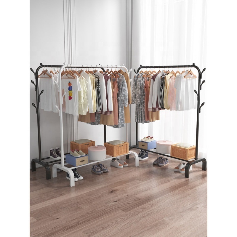 High Quality Single Pole Floor Standing Shoes Rack Clothing Garment Hanger Rack