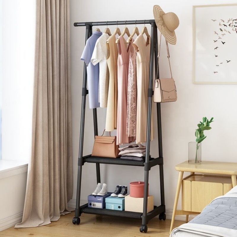 Factory Direct Home Storage Triangle Clothes Rack Standing Coat Hangers Organizer With Shoe Stand