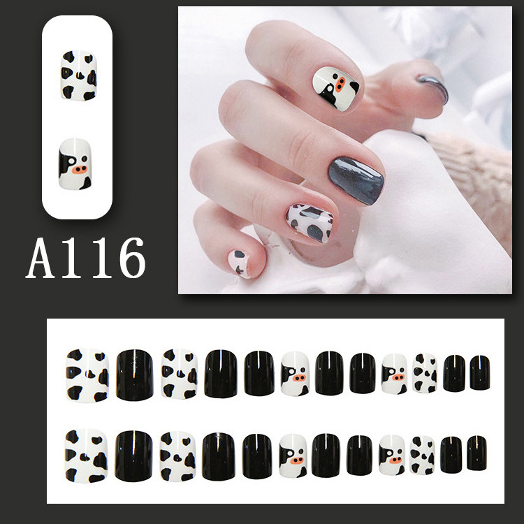 24 Pcs One Box False Artificial Nails Medium and Short Soft Gel Press On Nails Wholesale with Adhesive Tabs for Women