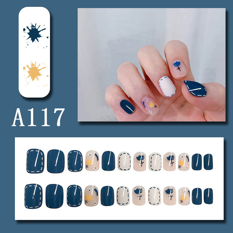 24 Pcs One Box False Artificial Nails Medium and Short Soft Gel Press On Nails Wholesale with Adhesive Tabs for Women