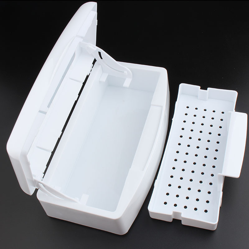 Nail Equipment Sterilizer Box Tools Plastic Nail Sterilizer Tray for Tweezer White Nail Sterilizing Box Storage Organizer