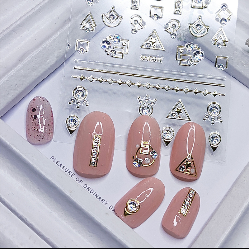 OEM Star and Moon Series Nail Stickers Luxury 3d Women Embossed Nail Sticker Decoration Set Silver Gold Nail Decals for Decor