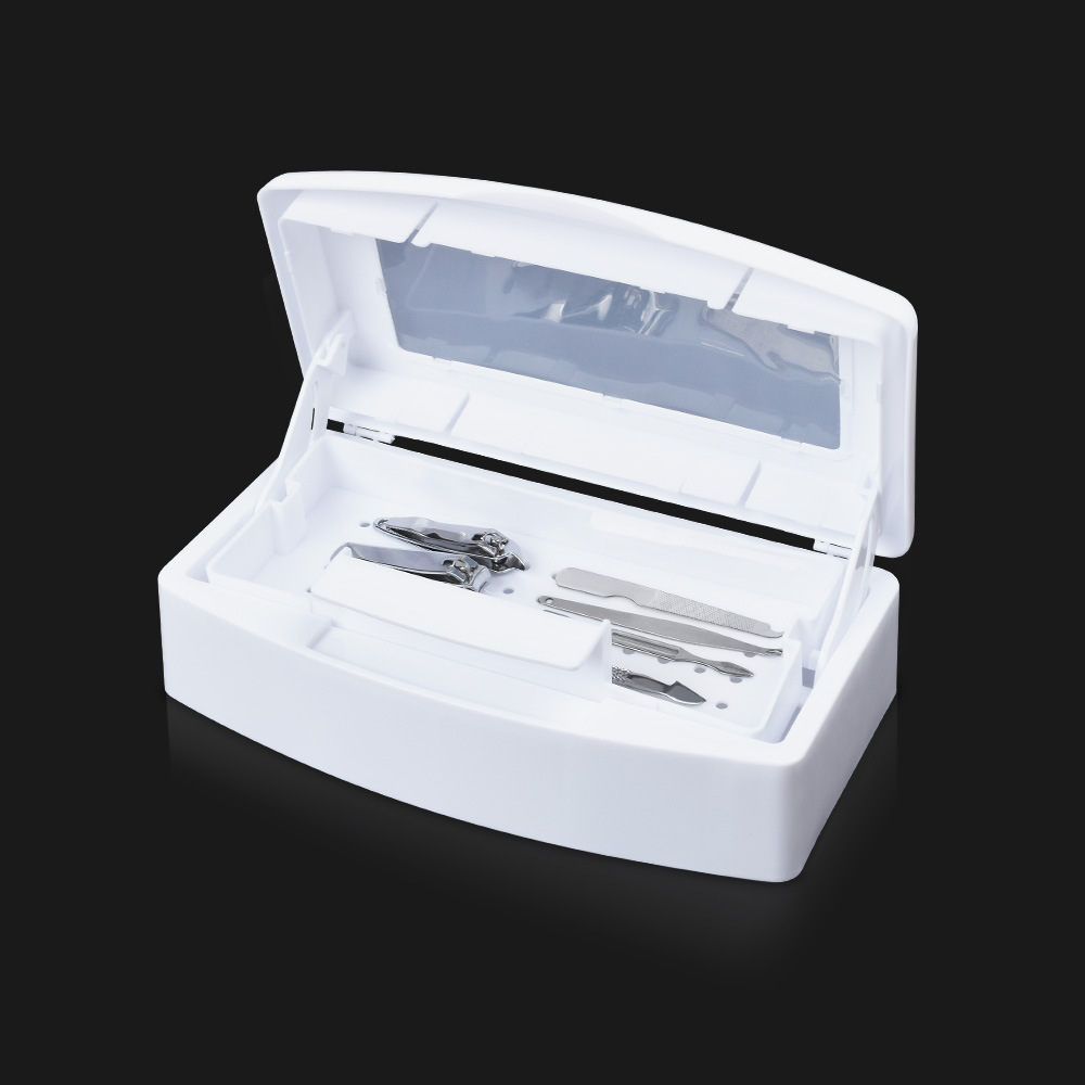 Nail Equipment Sterilizer Box Tools Plastic Nail Sterilizer Tray for Tweezer White Nail Sterilizing Box Storage Organizer