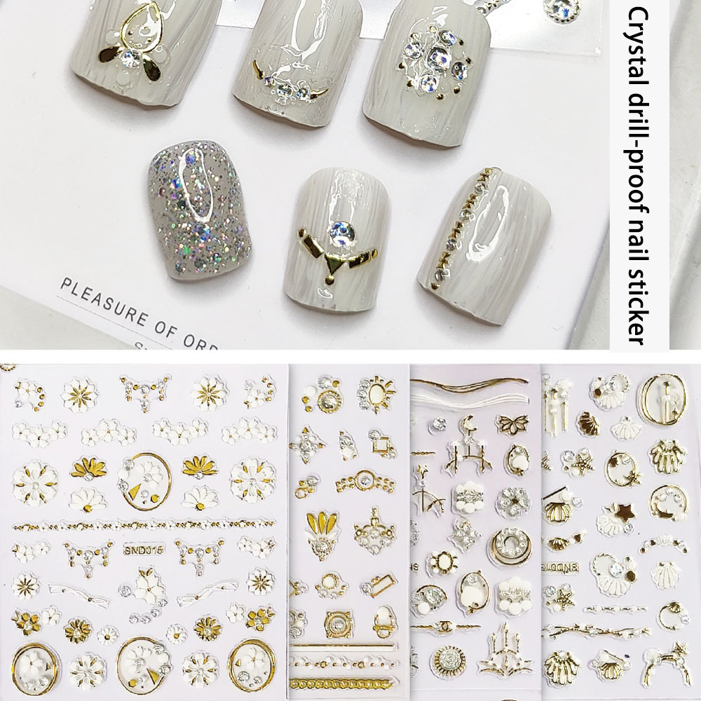 OEM Star and Moon Series Nail Stickers Luxury 3d Women Embossed Nail Sticker Decoration Set Silver Gold Nail Decals for Decor