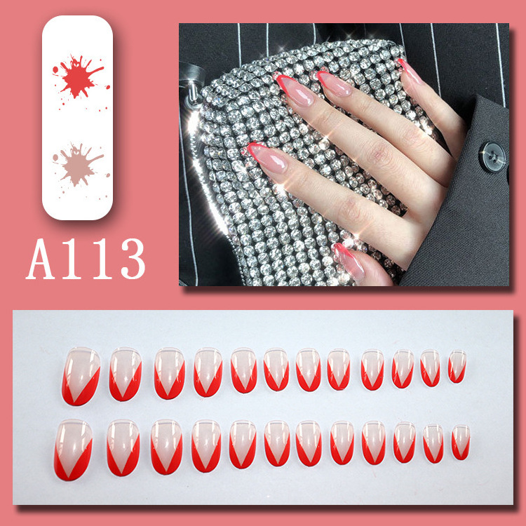 24 Pcs One Box False Artificial Nails Medium and Short Soft Gel Press On Nails Wholesale with Adhesive Tabs for Women