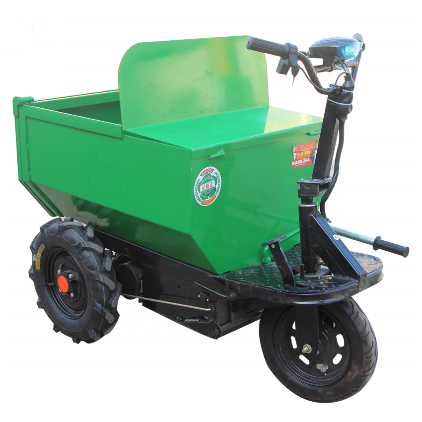 Small Electric Hand Push Tool Cart Ash Engineering Dump Trolley Cargo Mining Electric Dump Truck Transport Tricycle