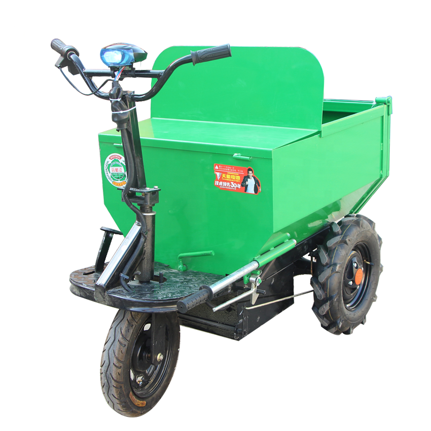 Small Electric Hand Push Tool Cart Ash Engineering Dump Trolley Cargo Mining Electric Dump Truck Transport Tricycle