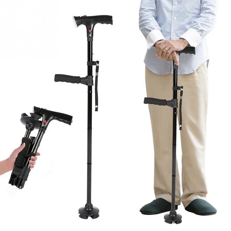 Adjustable cane crutches folded easy to carry adults and elderly anti-slip crutches