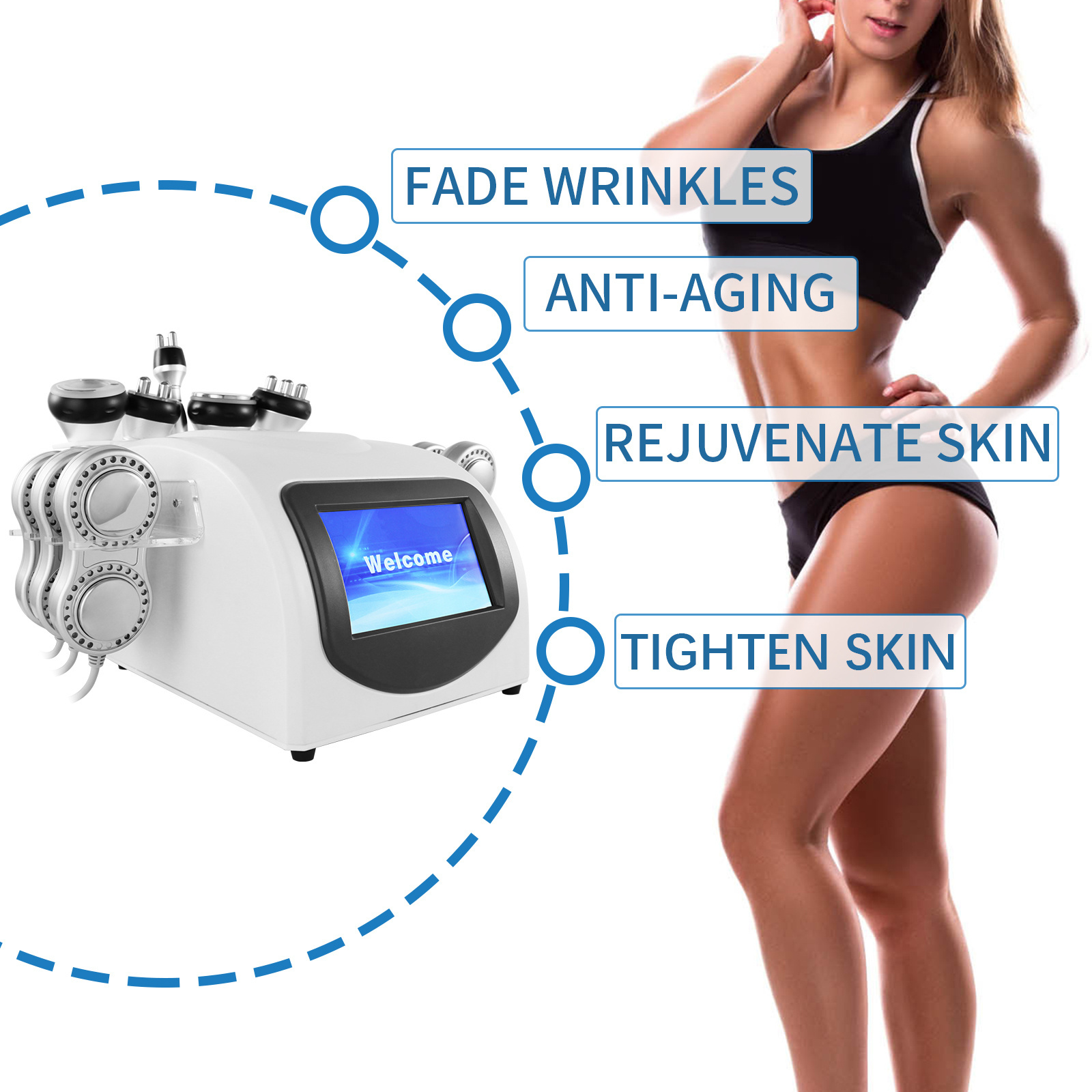 Best selling 6 in 1 40k ultrasonic cavitation laser kim 8 new body fat cavitation rf vacuum slimming machine