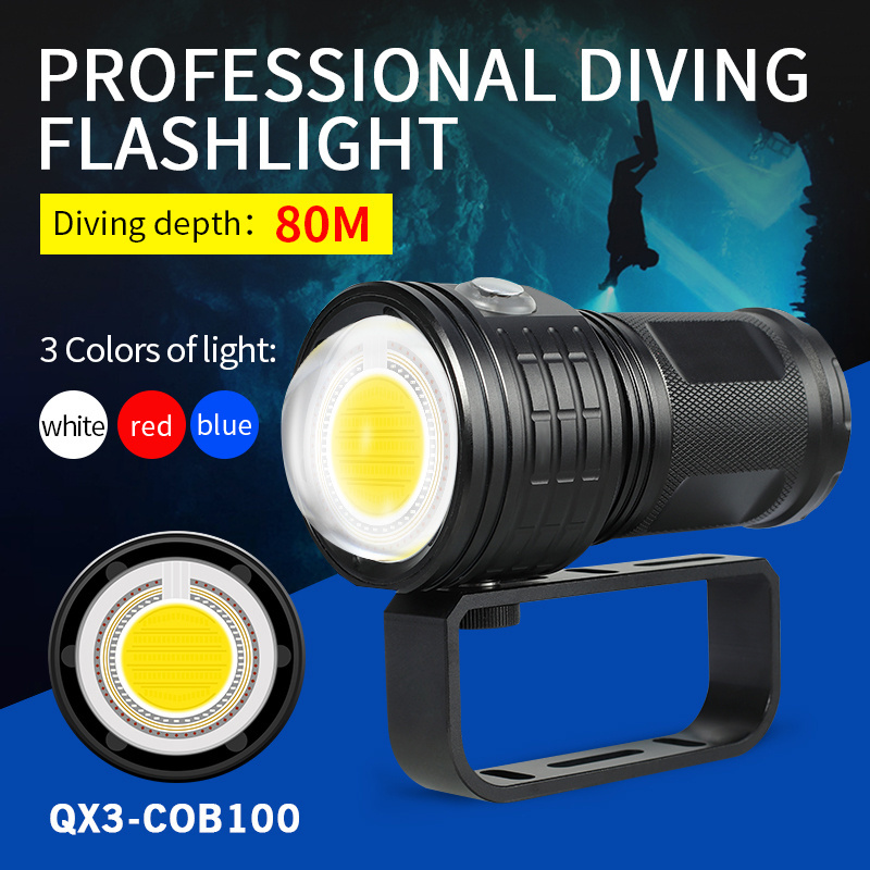 Natfire rechargeable 5000 lumens powerful diver scuba diving under water underwater led light flashlight torches