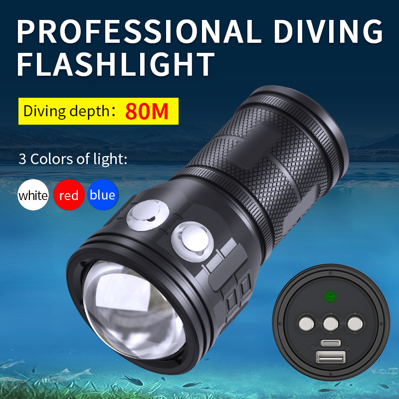 Natfire rechargeable QX4 series 3500 lumen scuba diving flashlight torches