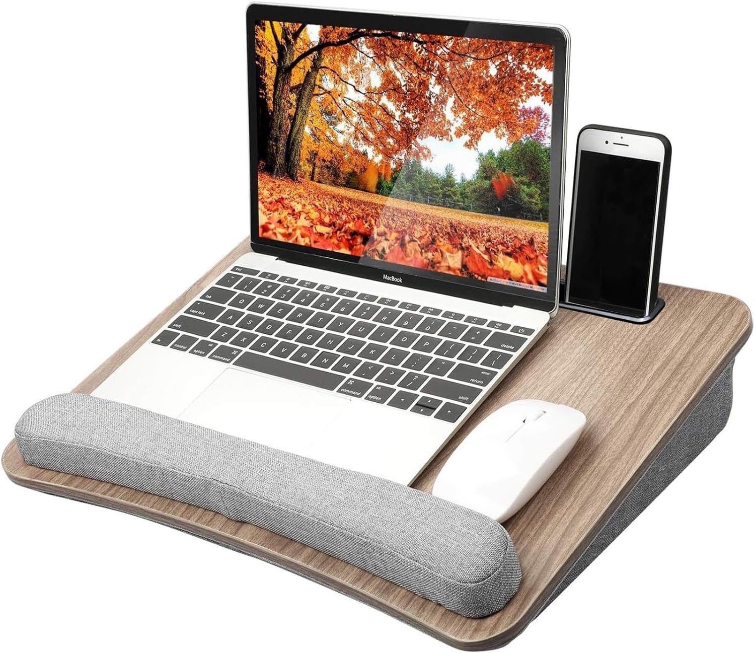 HUANUO Portable Lap Laptop Desk with Pillow Cushion Fits up to 15.6 inch Laptop with Anti-Slip Strip Storage Function for Home