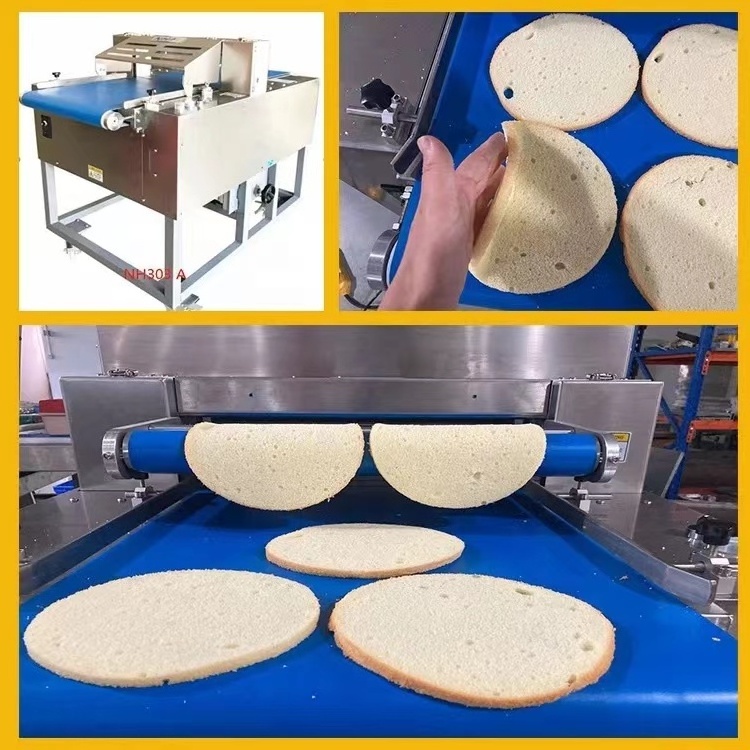 2024most popular Horizontal bakery usage hotdog bread bun hamburger bun slicing cutting slicer machine