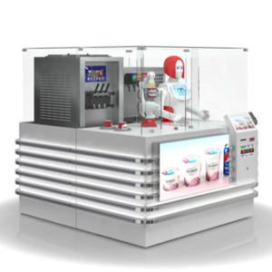 Robotic ice cream vending machine automatically operates the frozen ice cream machine