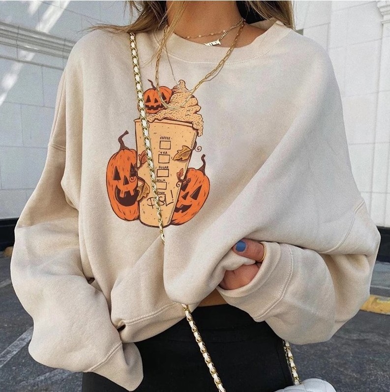 PASUXI Wholesale Bulk Fall Winter Designer Casual Orange Corduroy Crewneck Women Oversized Corded Crew Sweatshirt