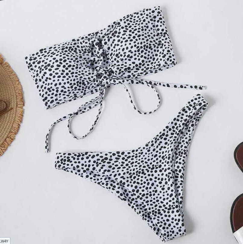 Bikini Split Swimwear Women Wholesale Fashion Sexy Leopard Bandeau Micro Women Two Piece Bikini