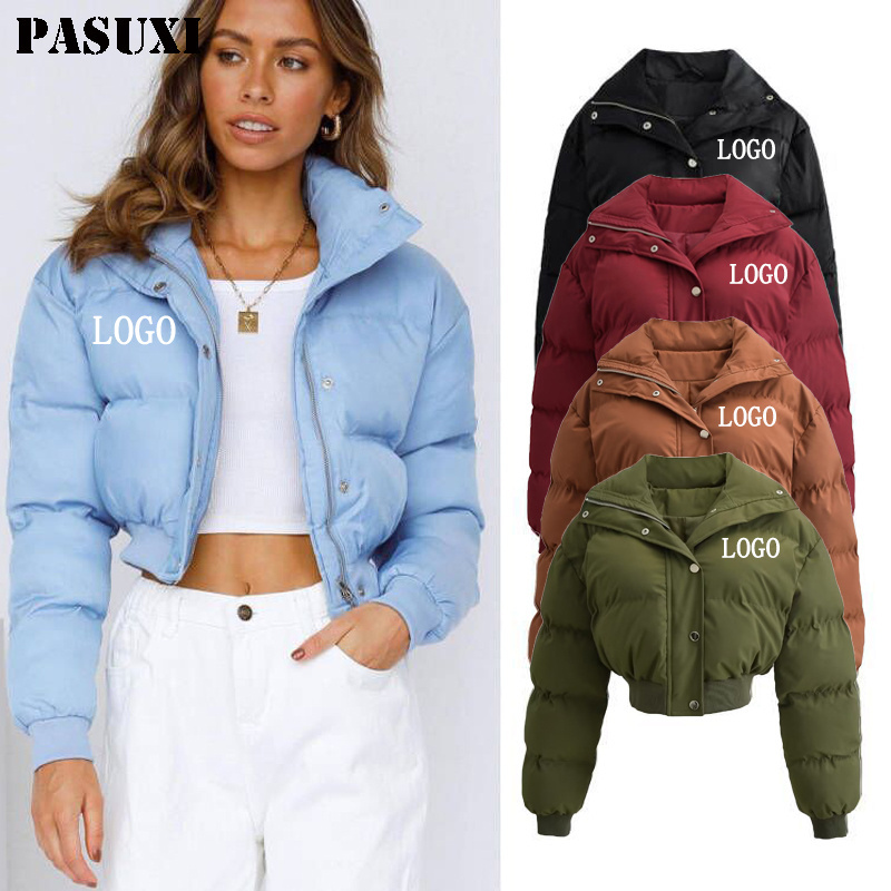 PASUXI 2024 Hot Sale Winter Warm Stand Collar Puffer Cotton Womens Zipper Down Jacket Fashion Casual Short Bubble Coat