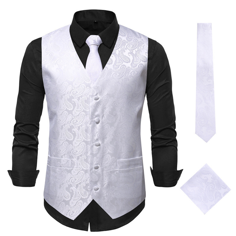 PASUXI Custom Fashion Print Business Casual Sleeveless Waistcoat Men Workwear Formal Slim Mens Suit Vest