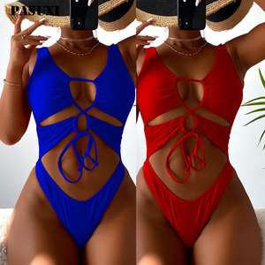 PASUXI 2024 New Women Bikini Sets Sexy String Bikini Beach Micro Swimwear Belted One Piece Swimsuits for Women