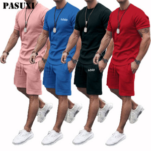 PASUXI 2024 Custom Logo Tracksuit Sweatsuit Private Label Sweat Tracksuit Set Shorts Pants Summer Men T Shirt And Short Set