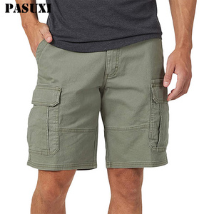 PASUXI Pockets Workout Cargo Shorts Gym Fitness Sports Cropped Pants Casual Solid Color Men's Shorts