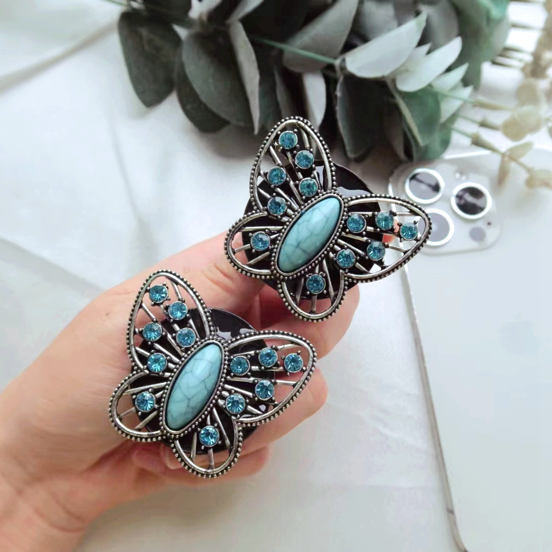 Turquoise Butterfly phone socket fashion cell  phone holder and phone grip