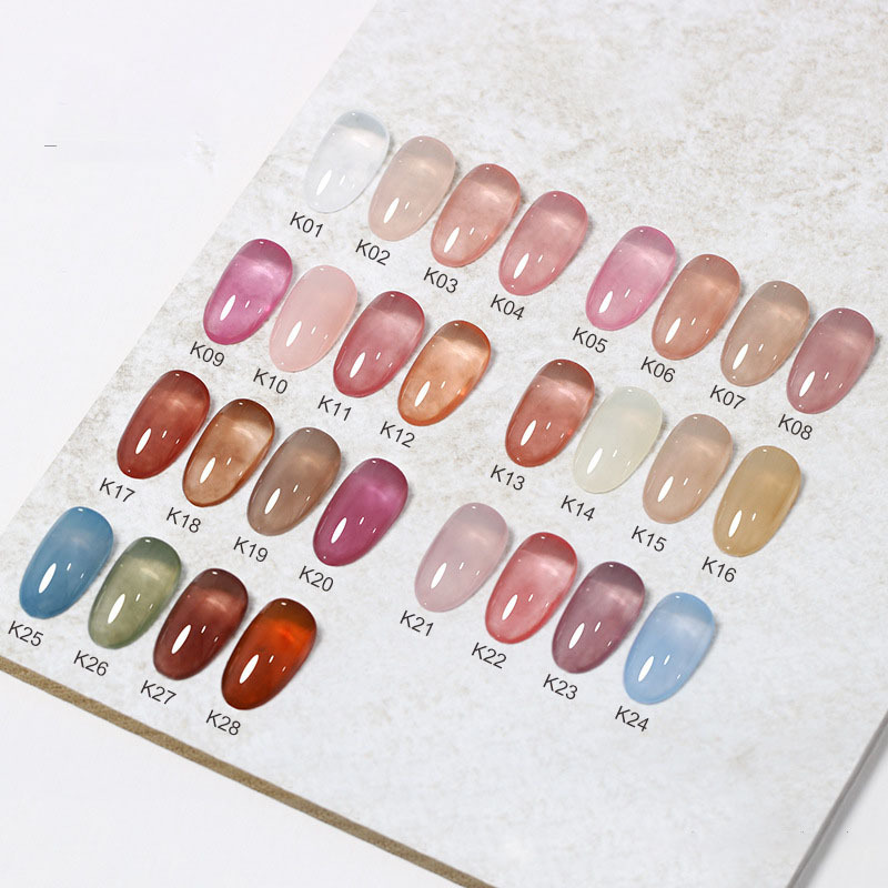 Profession Nails Supplies Soak Off 8ml Translucent Sheer Pink Nude Clear Nail Polish UV Gel Jelly Transparent Color Gel