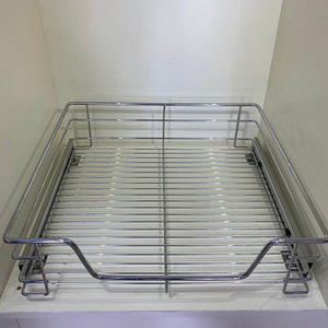 Kitchen Cabinet Pull-in Basket Stainless Steel Wire Mesh Basket