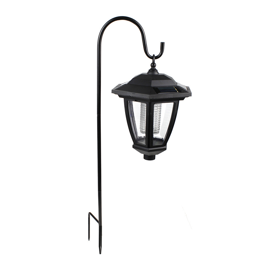 Black Vintage Garden Solar Powered Light Hanging Coach Lanterns with Shepherd Hooks LED Outdoor Lighting for Gardens, Patio