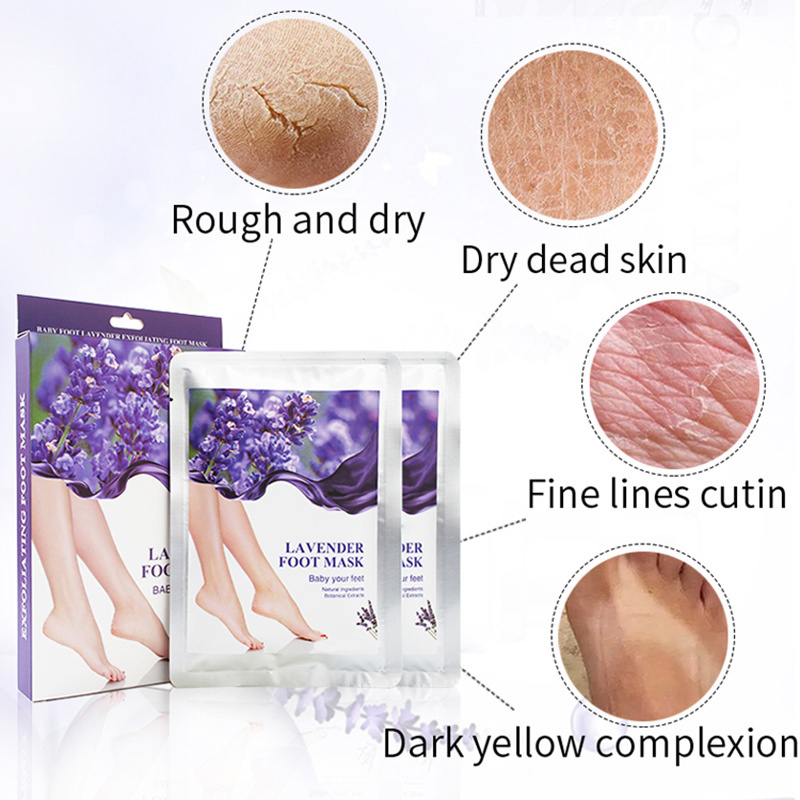 Customized wholesale  Private Label Organic Lavender exfoliating peeling foot mask sheet foot skin care Natural Adults Foot Care