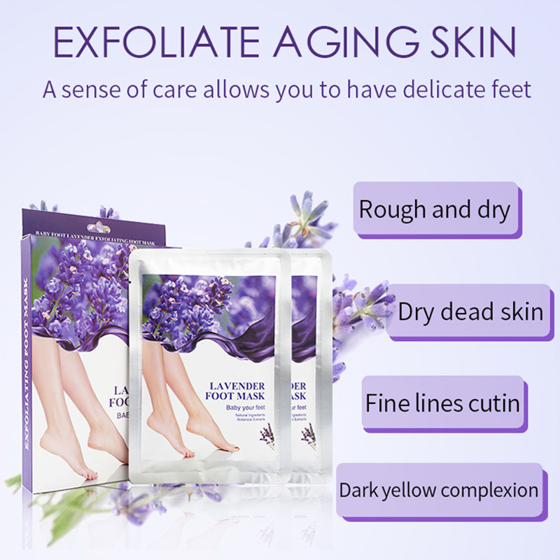 Customized wholesale  Private Label Organic Lavender exfoliating peeling foot mask sheet foot skin care Natural Adults Foot Care