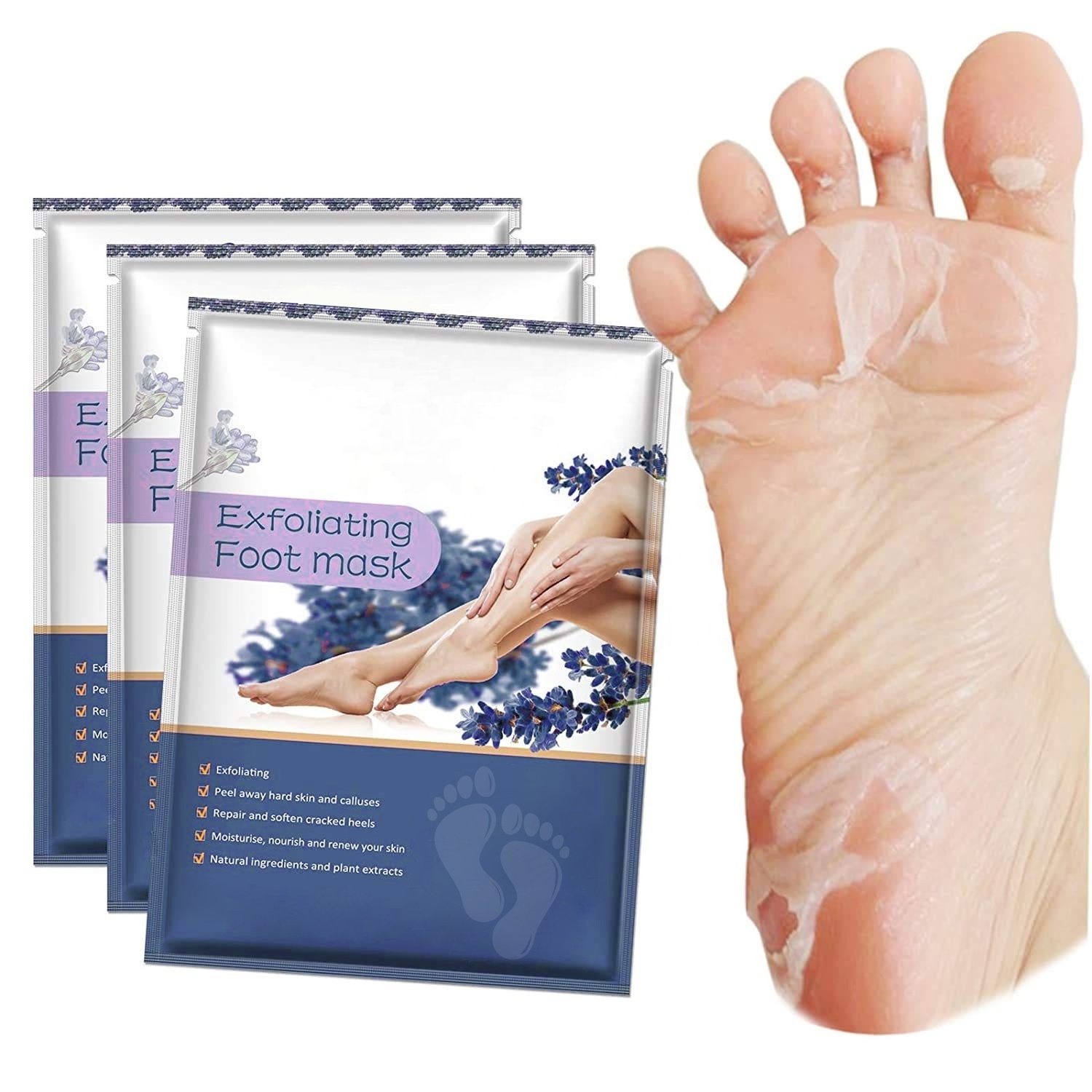 Wholesales  Private Label Moisturizing Exfoliating Footmask  Lavender Feet Peeling Collagen Skin Care Feet Mask