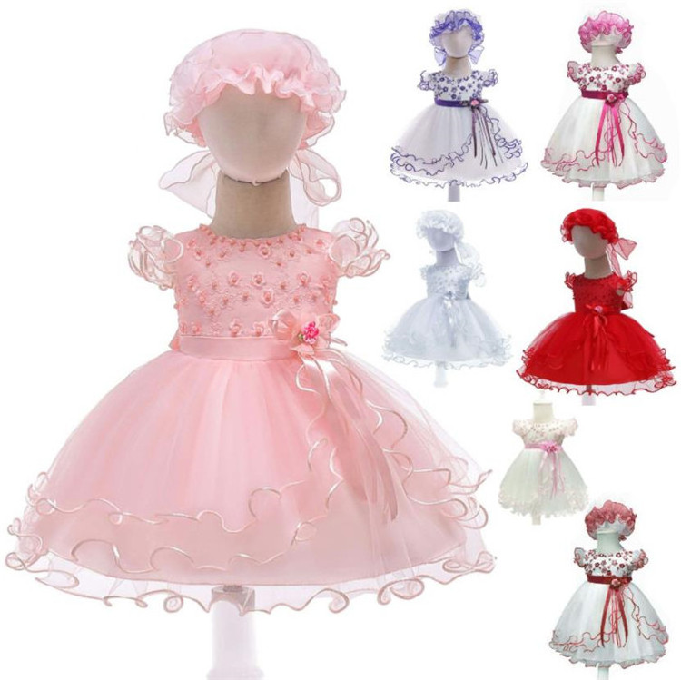 Cute Baby Girls Summer Floral Dress Princess Party Tulle Flower Dresses Toddler Infant Girls Mesh Tutu Dress