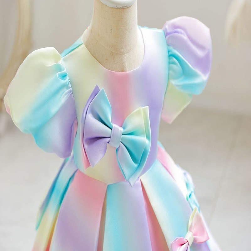 2023 Kids Girls Dresses Rainbow Wedding Princess Dress Baby Girls Birthday Party Dresses