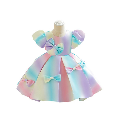 2023 Kids Girls Dresses Rainbow Wedding Princess Dress Baby Girls Birthday Party Dresses