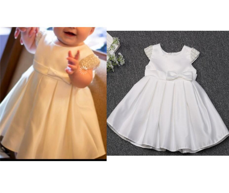 HYD13 Birthday Dress for Girls White Lace Baptism Gown Baby Girl Clothes Princess Flower Christening Dresses