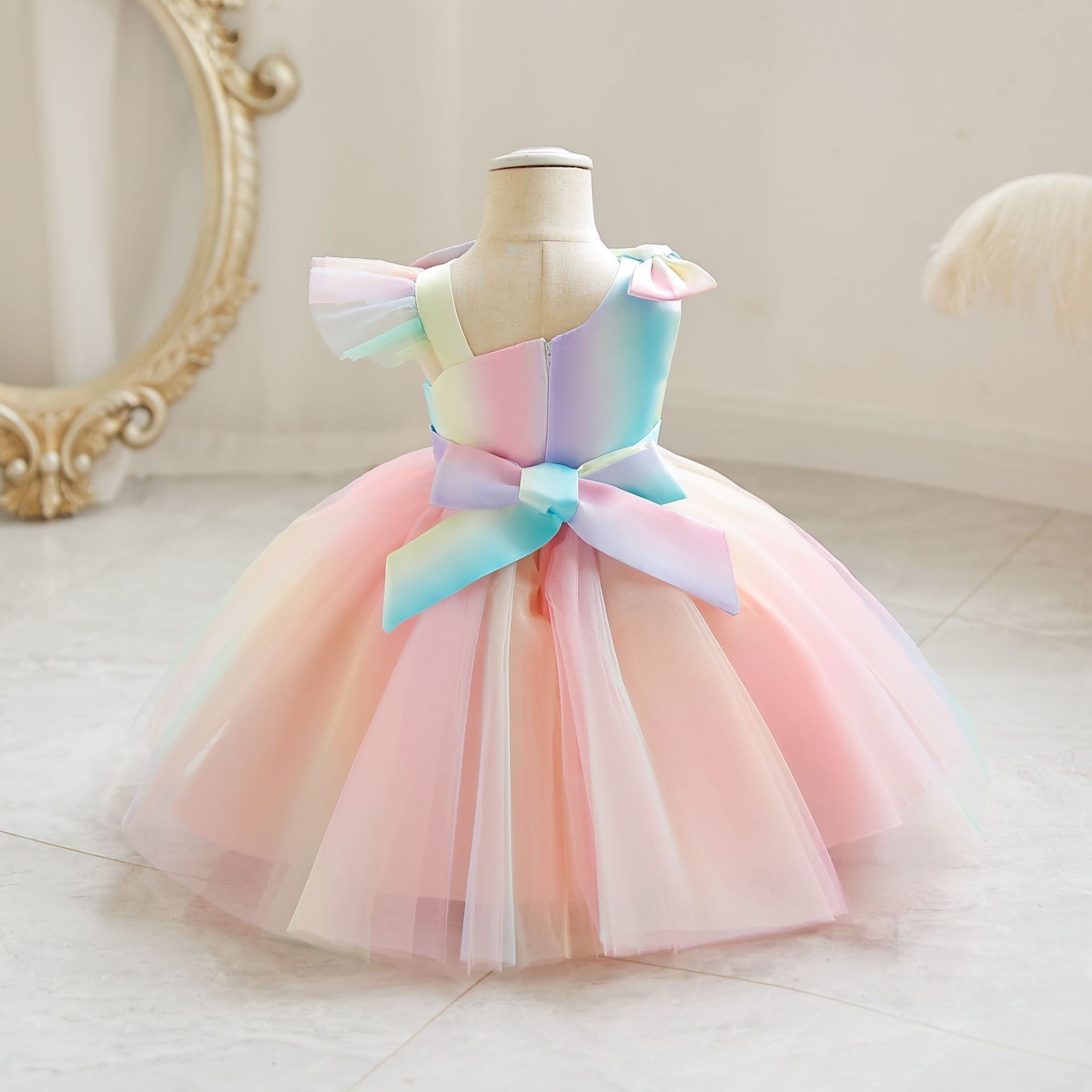 2023 Party Flower Girls First Birthday Party Baby Princess Colorful Quality Tulle Elegant Toddler Dresses