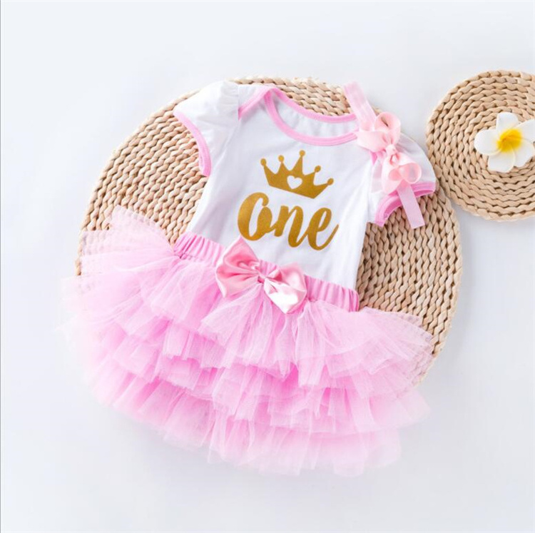 LSF30 Cute Newborn Baby Girl Clothes Summer Baby Bodysuit Romper+Ruffles Tutu Dress  Headband Outfits 3PCS Set