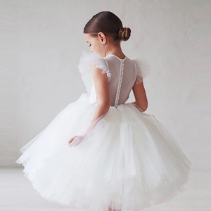 Girl Princess Fly Sleeve Tutu Dress Infant Toddler Vintage Tulle Party Pageant Wedding Birthday dress