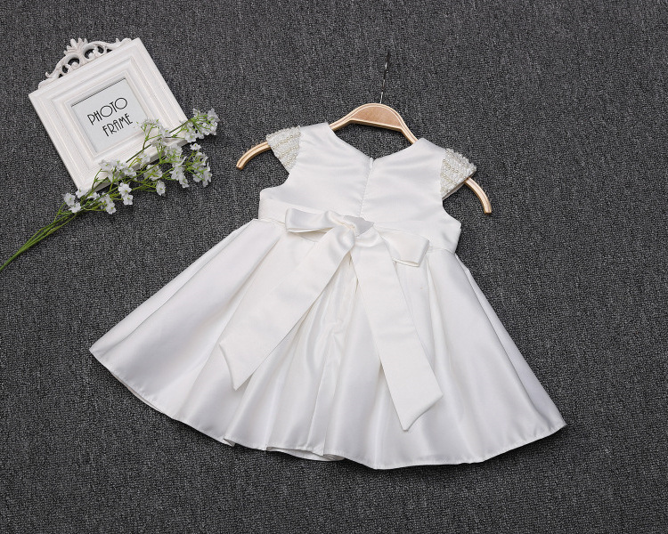 HYD13 Birthday Dress for Girls White Lace Baptism Gown Baby Girl Clothes Princess Flower Christening Dresses