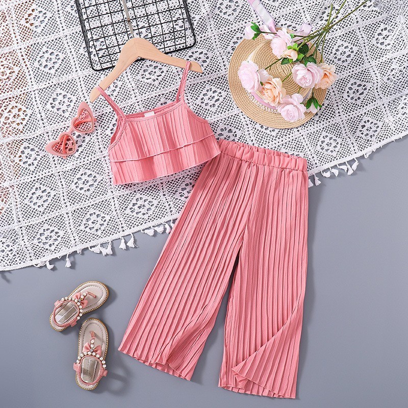 Children's clothing 2024 foreign trade new children's clothes foreign style halter wide-leg pants summer girls clothes