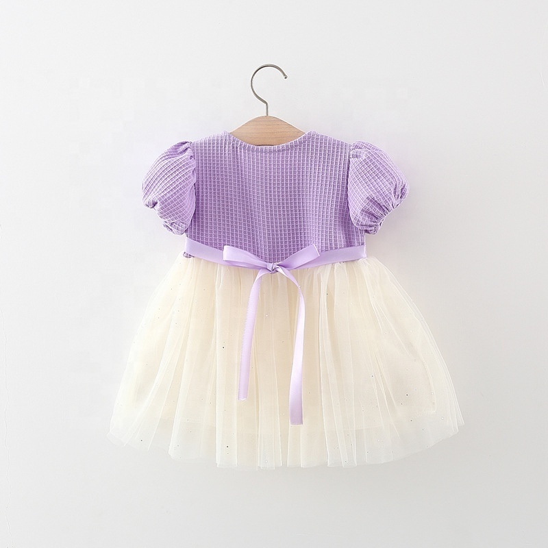 2023 Summer Girl Puff Sleeve Veil Dress Cute Baby Girl Tulle Lace Dress