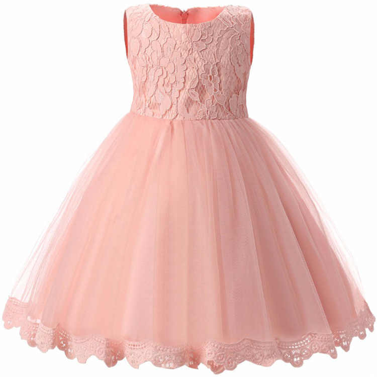 HYC28 Fashion Sequined Flower Girl Dresses O-neck Princess Ball Grown Sweet Pure Color Little Girls Dress